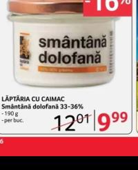 LĂPTĂRIA CU CAIMAC Smântână dolofană 33-36% 190g