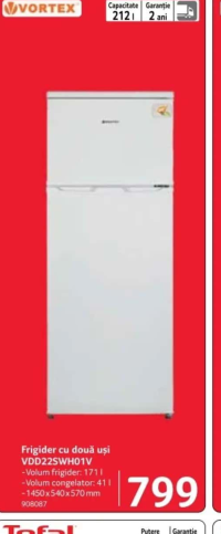Vortex Frigider cu două uși VDD22SWH01V