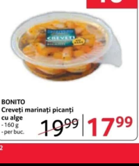 BONITO Creveți marinați picanți cu alge 160 g per buc.