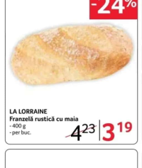 LA LORRAINE Franzelă rustică cu maia 400 g per buc.