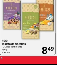 HEIDI Tabletă de ciocolată diverse sortimente 80 g