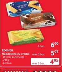 ROSHEN Napolitană cu cremă diverse sortimente 216 g