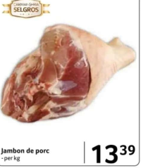 SELGROS Jambon de porc per kg