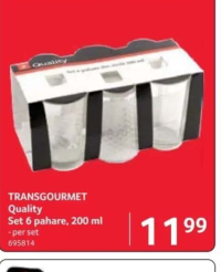 TRANSGOURMET Quality Set 6 pahare, 200 ml