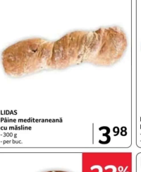 LIDAS Pâine mediteraneană cu măsline 300 g per buc.