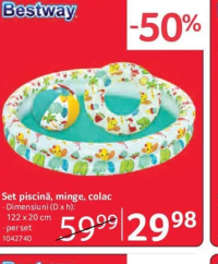 Bestway Set piscină, minge, colac 122 x 20 cm