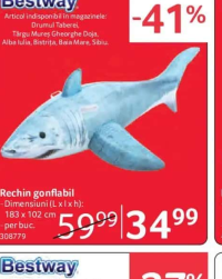 Bestway Rechin gonflabil 183 x 102 cm