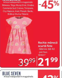 BLUE SEVEN Rochie mânecă scurtă fete Mărimi: 68-92