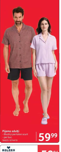 Pijama adulți Bluză și pantalon scurt
