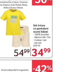 BLUE SEVEN Set tricou cu pantaloni scurți băieți Mărimi: 98-134