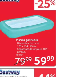 Bestway Piscină gonflabilă 165 x 104 x 25 cm 102 l