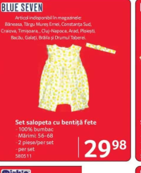 BLUE SEVEN Set salopeta cu bentiță fete Mărimi: 56-68