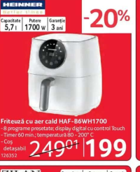Heinner Friteuză cu aer cald HAF-B6WH1700