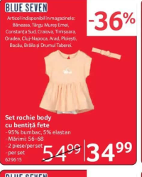 BLUE SEVEN Set rochie body cu bentiță fete Mărimi: 56-68