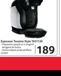 BOSCH Espressor Tassimo Style TAS112E 1400 w 3.3 bar