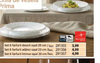 Bormioli Rocco Prima Set 6 farfurii adânci opal 23 cm/buc