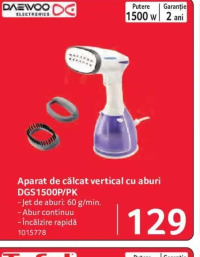 DAEWOO Aparat de călcat vertical cu aburi DGS1500P/PK