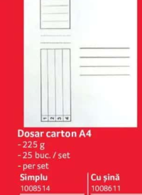Dosar carton A4 Simplu 25 buc./set