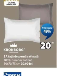 KRONBORG EA față de pernă satinată 50x70/75 cm