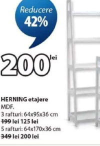 HERNING etajere 5 rafturi 64x170x36 cm