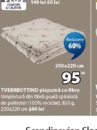 TVERRBOTTIND plapumă cu fibre 200x220 cm