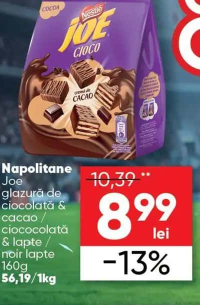 Nestlé Joe Cioco Napolitane glazură de ciocolată & cacao / ciocolată & lapte / noir lapte 160g