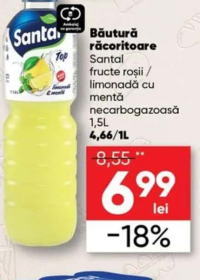 Santal Băutură răcoritoare fructe roșii / limonadă cu mentă necarbogazoasă 1.5L