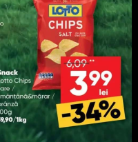Lotto Chips Snack sare / smântână&mărar / brânză 100g