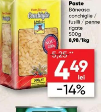 Băneasa Paste conchiglie / fusilli / penne rigate 500g