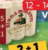Pachet bere Birra Moretti l'autentica (5+1)x0.5L 3L