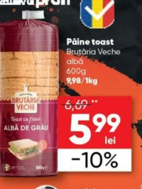 Brutăria Veche Pâine toast albă 600g