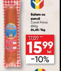 Caroli Primo Salam cu şuncă 650g