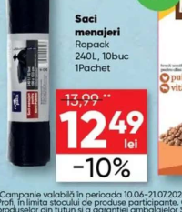 Ropack Saci menajeri 240L 10buc