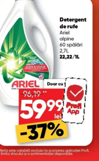 Detergent de rufe Ariel alpine 60 spălări 2.7L