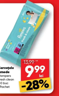 Șervețele umede Pampers fresh clean 80 buc