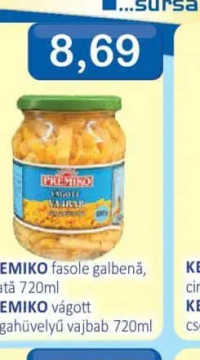 PREMIKO fasole galbenă, tăiată 720ml