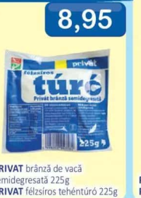 PRIVAT brânză de vacă semidegresată 225g