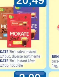 MOKATE 3in1 cafea instant 17gx24buc, diverse sortimente