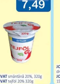 PRIVAT smântână 20%, 320g