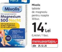 Mivolis tablete de magneziu pentru noapte 30 buc.