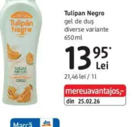 Tulipán Negro gel de duș diverse variante 650 ml