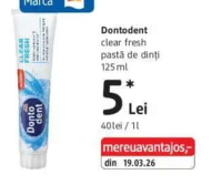 Dontodent clear fresh pastă de dinți 125 ml