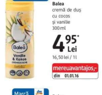 Balea cremă de duș cu cocos și vanilie 300 ml