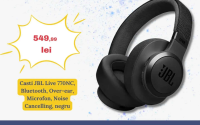 JBL Live 770NC, Bluetooth, Over-ear, Microfon, Noise Cancelling, negru