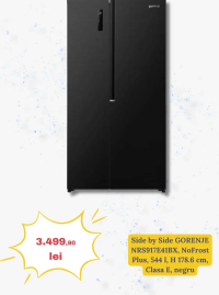 Gorenje Side by Side NRS917E41BX NoFrost Plus, 544 l, H 178.6 cm, Clasa E, negru