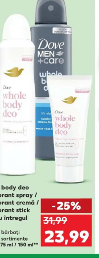 Dove Whole body deo Deodorant spray / cremă / stick 50 ml / 75 ml / 150 ml