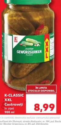 K-CLASSIC XXL Castraveți în oțet 900 ml