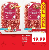 K-Classic Șuncă cubulețe 2x200g