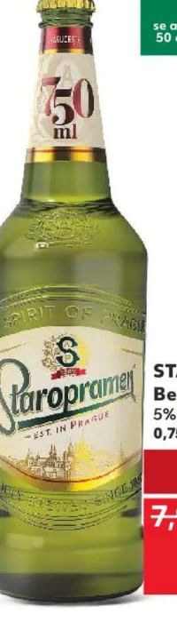 STAROPRAMEN Bere blondă 5% alcool 0,75 l