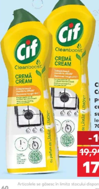 CIF Cremă pentru curățat suprafețe lemon / pink 700 ml